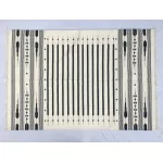 Multiple Sizes Off White And Black Striped Handmade Cotton Rug Dhurrie- Different Sizes