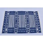 Multiple Sizes Cotton Blue And White Woven Modern Cotton Rug Dhurrie- Handmade Rug - Image 2