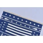 Multiple Sizes Cotton Blue And White Woven Modern Cotton Rug Dhurrie- Handmade Rug - Image 4
