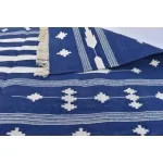Multiple Sizes Cotton Blue And White Woven Modern Cotton Rug Dhurrie- Handmade Rug - Image 9