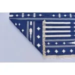 Multiple Sizes Cotton Blue And White Woven Modern Cotton Rug Dhurrie- Handmade Rug - Image 6