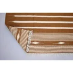 Cooper Brown and White Cotton Handmade Modern Stripes Rug- Flat weave and Hand woven Kilim Rug - Image 7