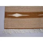 Cooper Brown and White Cotton Handmade Modern Stripes Rug- Flat weave and Hand woven Kilim Rug - Image 6