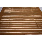 Cooper Brown and White Cotton Handmade Modern Stripes Rug- Flat weave and Hand woven Kilim Rug - Image 5