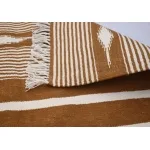 Cooper Brown and White Cotton Handmade Modern Stripes Rug- Flat weave and Hand woven Kilim Rug - Image 4