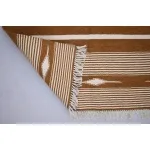 Cooper Brown and White Cotton Handmade Modern Stripes Rug- Flat weave and Hand woven Kilim Rug - Image 8