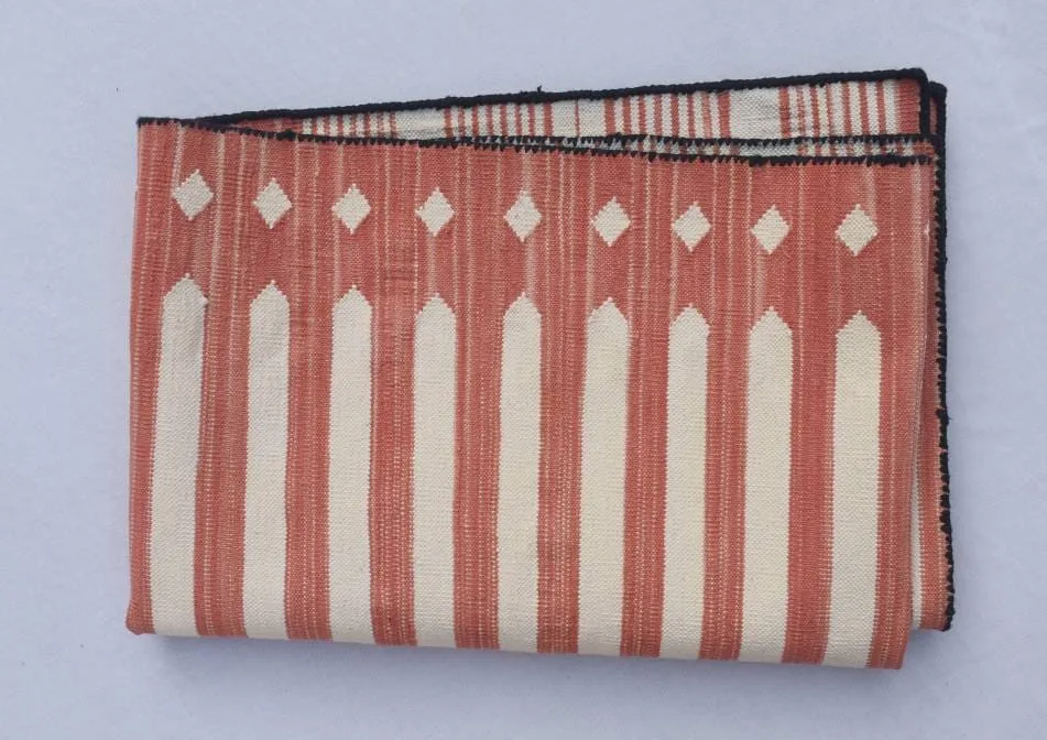 Red and White Modern Striped Cotton Flat weave Hand woven rug- Reversible Kilim Rug - Image 5