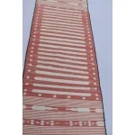 Red and White Modern Striped Cotton Flat weave Hand woven rug- Reversible Kilim Rug - Image 9