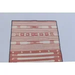 Red and White Modern Striped Cotton Flat weave Hand woven rug- Reversible Kilim Rug - Image 4