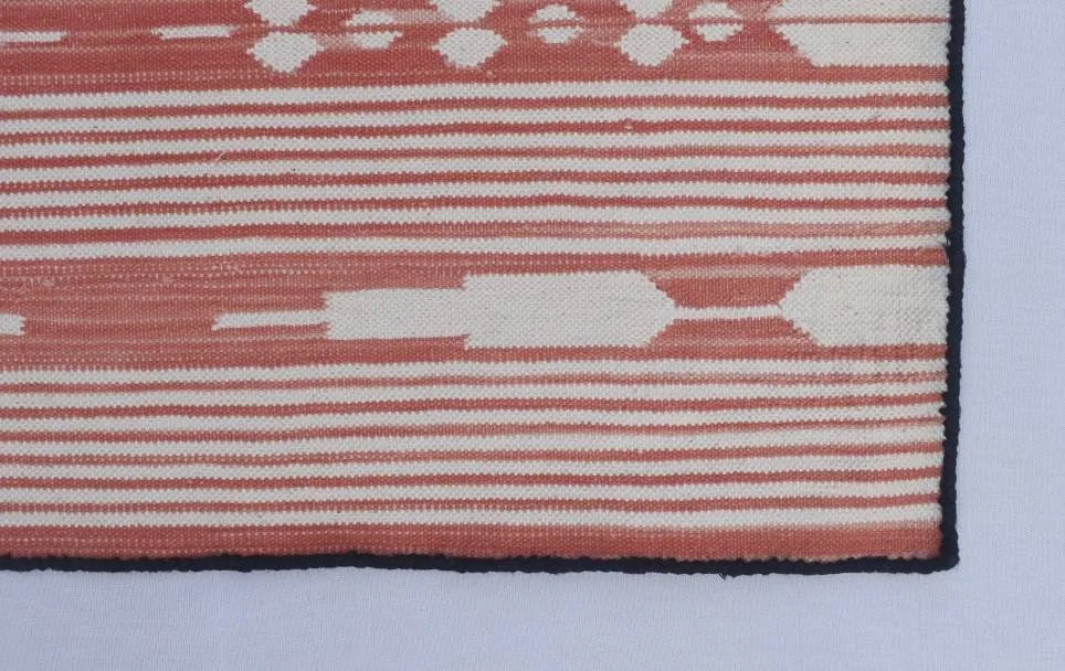 Red and White Modern Striped Cotton Flat weave Hand woven rug- Reversible Kilim Rug - Image 3