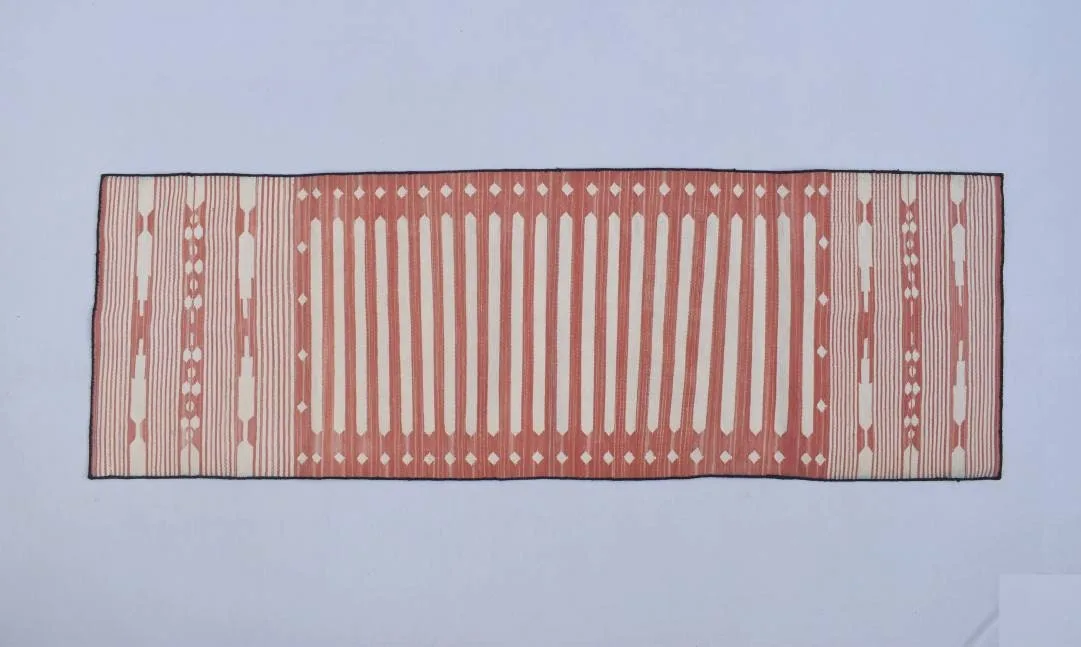 Red and White Modern Striped Cotton Flat weave Hand woven rug- Reversible Kilim Rug - Image 1