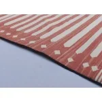Red and White Modern Striped Cotton Flat weave Hand woven rug- Reversible Kilim Rug - Image 8