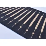 Black and Beige Modern Striped Cotton Flat weave Hand woven rug- Reversible Kilim Rug - Image 4