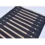 Black and Beige Modern Striped Cotton Flat weave Hand woven rug- Reversible Kilim Rug - Image 7