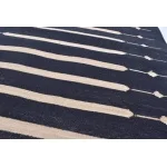 Black and Beige Modern Striped Cotton Flat weave Hand woven rug- Reversible Kilim Rug - Image 6