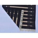Black and Beige Modern Striped Cotton Flat weave Hand woven rug- Reversible Kilim Rug - Image 8