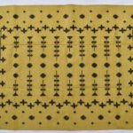 Yellow and Black Cotton Woven Reversible Kilim Rug -Beautiful Star Design Flat woven Indian Rug